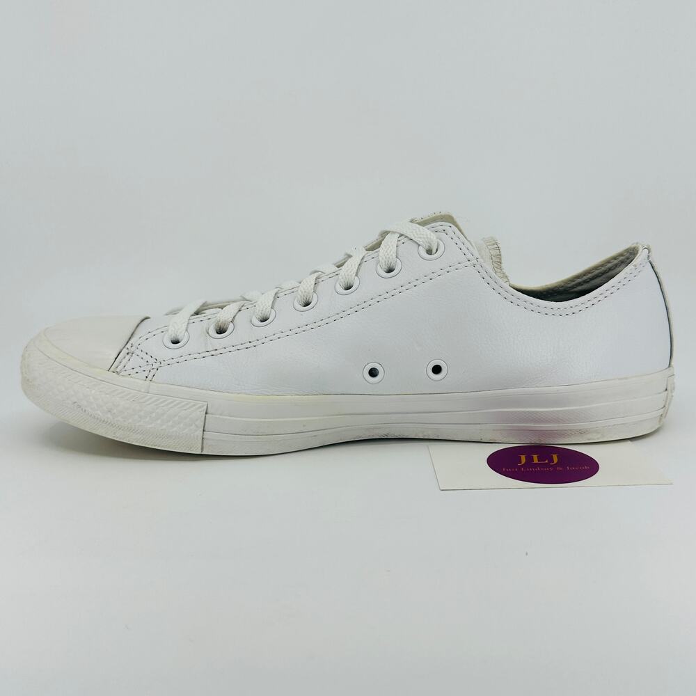 Converse Men's Chuck Taylor All Star Mono White Leather Sneakers 136823C Size 10 - Picture 8 of 11